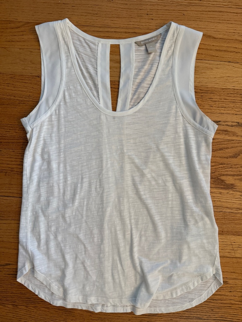 Banana Republic White Slub Tank with Dual Back Straps